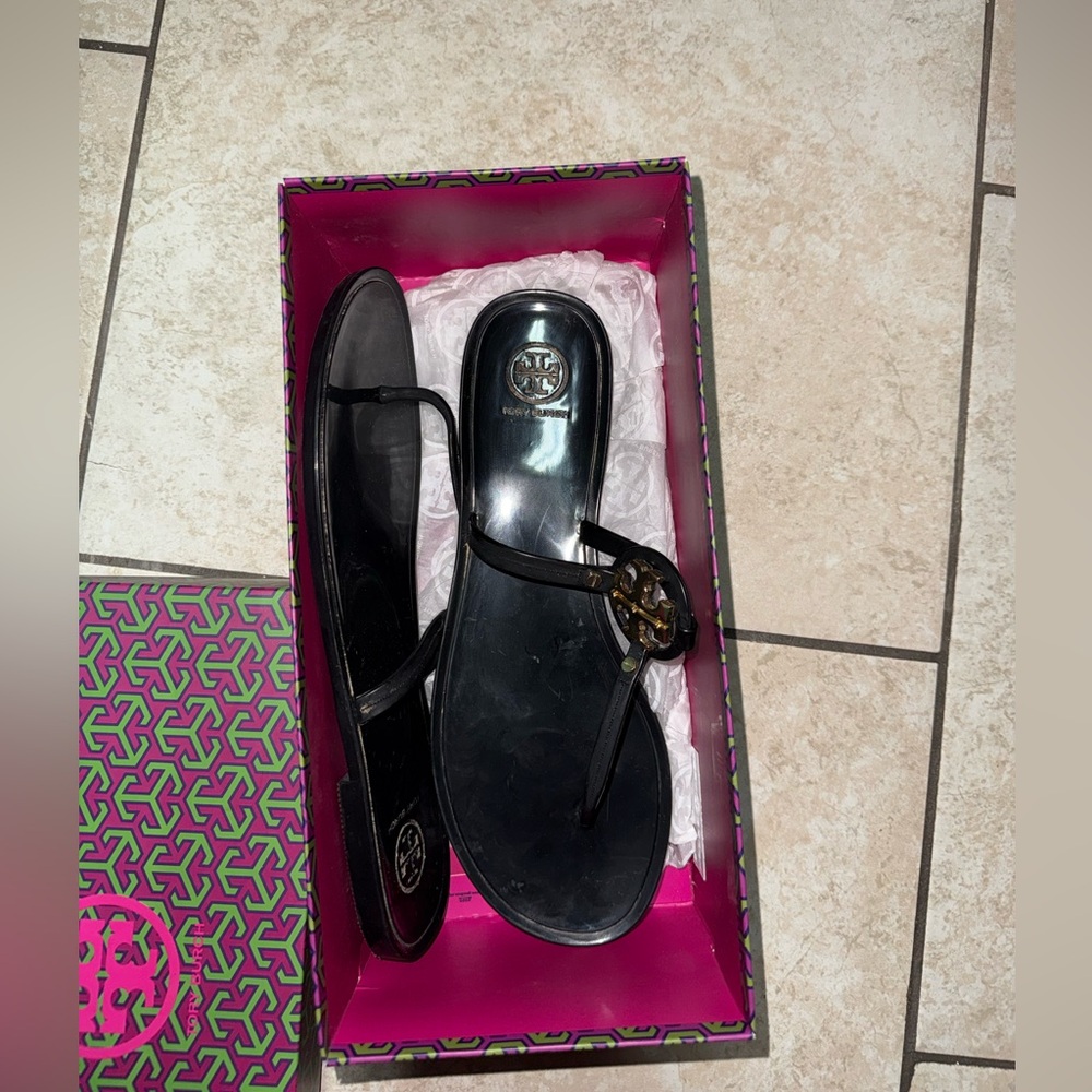 Tory Burch Black and Gold Sandals
